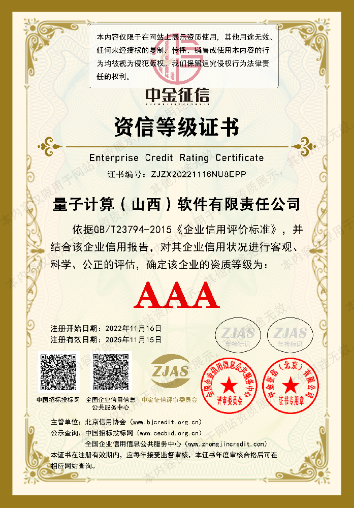 资信等级证书